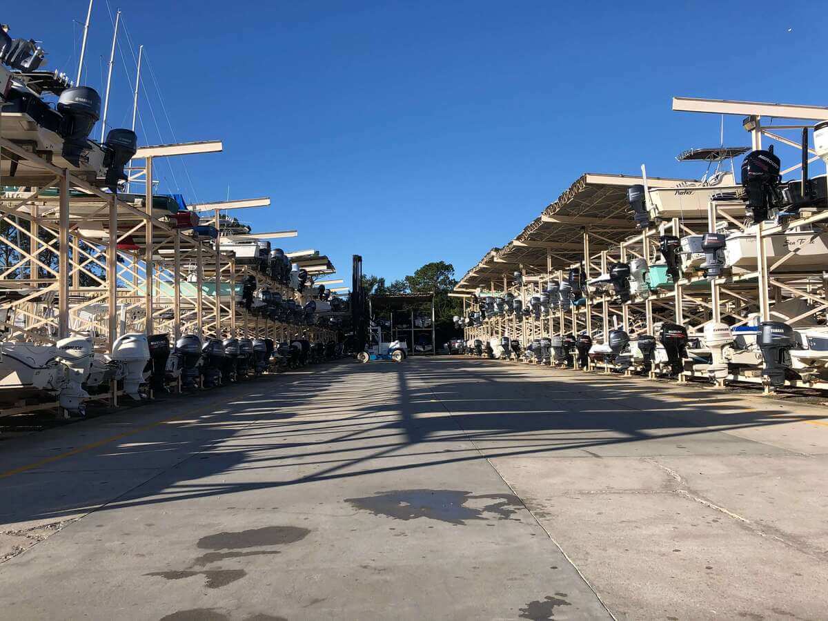 The outside of a marina for boat storage